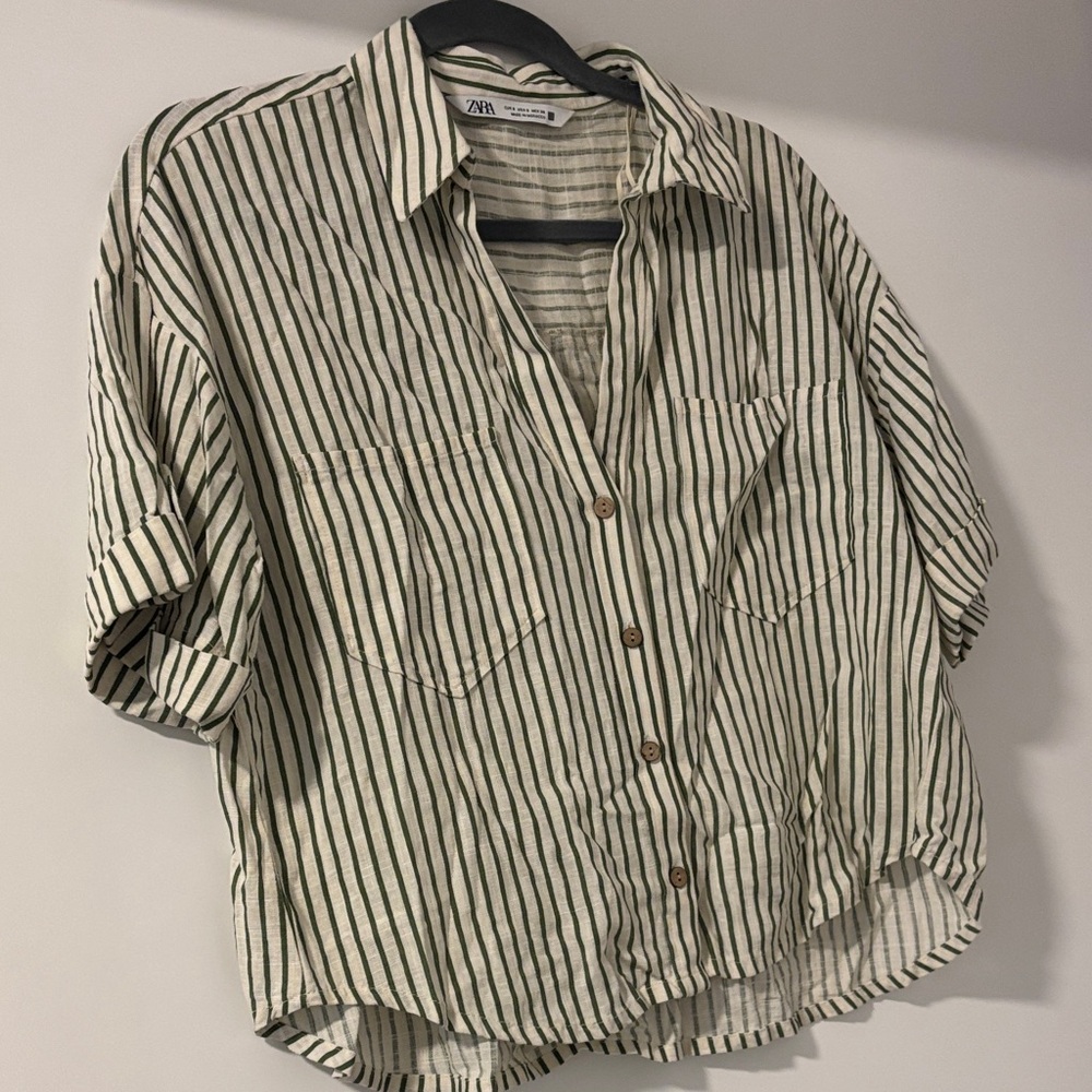 Zara Striped Casual Shirt Sz S